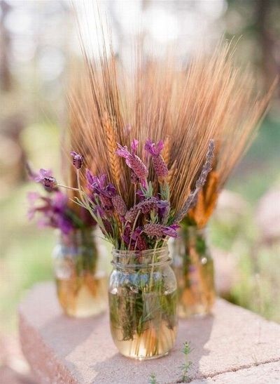 Lavender and Wheat Centerpiece